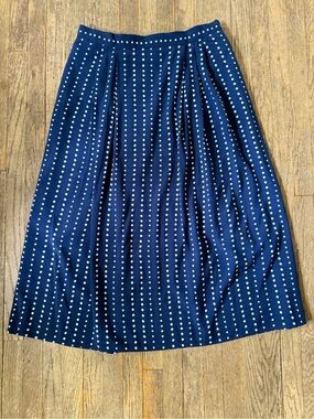 Ann Taylor Navy Polka Dot Maxi Skirt Office + Business + Preppy + Nautical